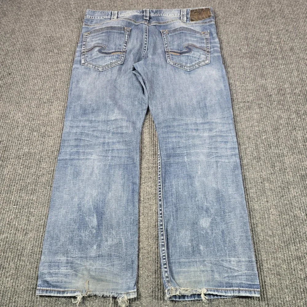 Silver Jeans Co. ZAC Jeans Mens‎ 38x30 Blue Relaxed Straight Light Wash Denim